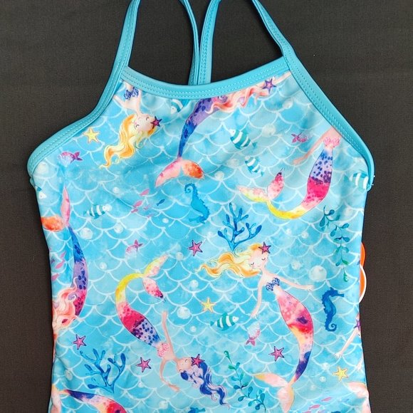 4 -5 GIRLS MERMAID ONE PIECE SWIMSUIT - Picture 1 of 4